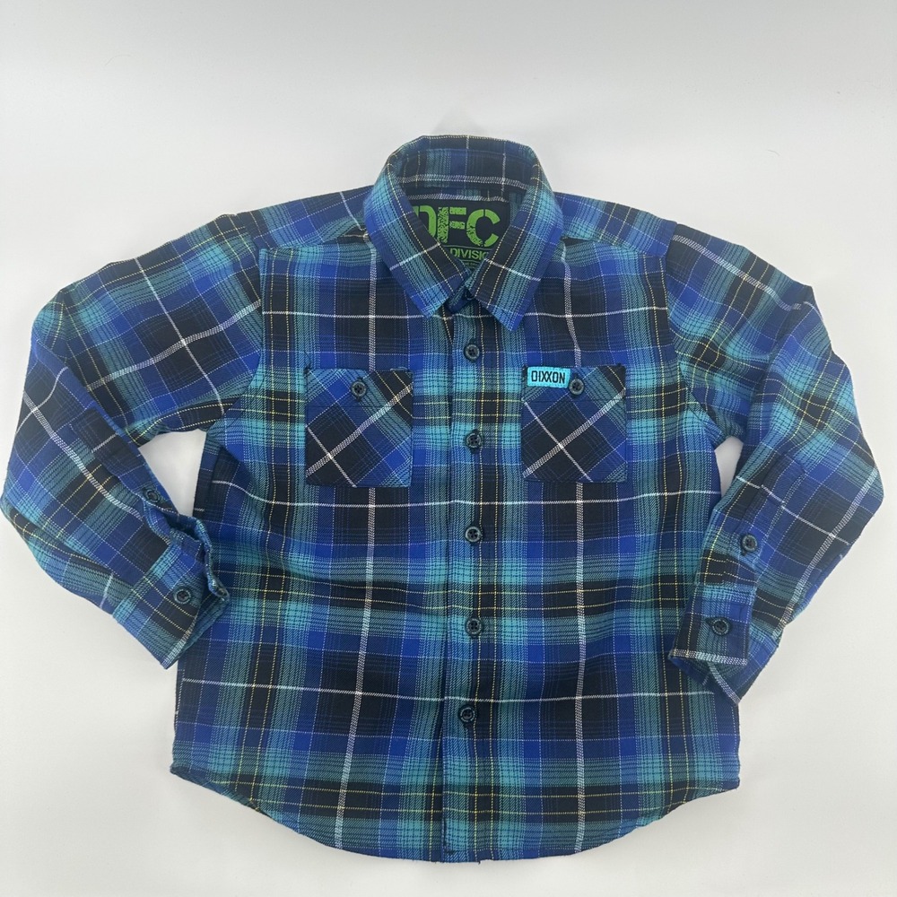 Dixxon Youth Division Flannel Shirt Youth XS Blue Plaid Long Sleeve Kids DFC